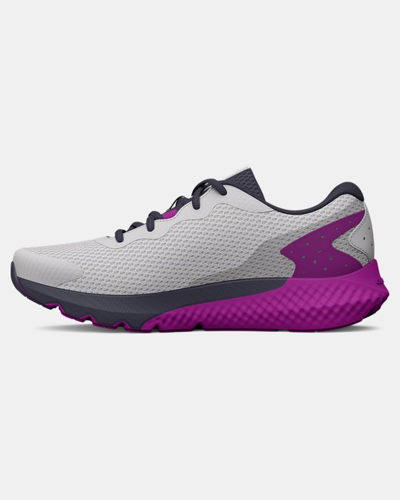 Girls' Grade School UA Charged Rogue 3 Running Shoes, Gray, pdpMainDesktop image number 1